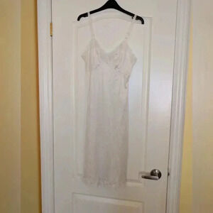 Vintage  French maiden classic white slip with lace details size small